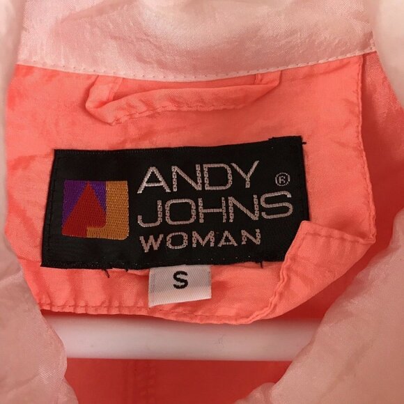 Vintage Andy Johns Windbreaker Neon Pink Nylon Small - Picture 6 of 8